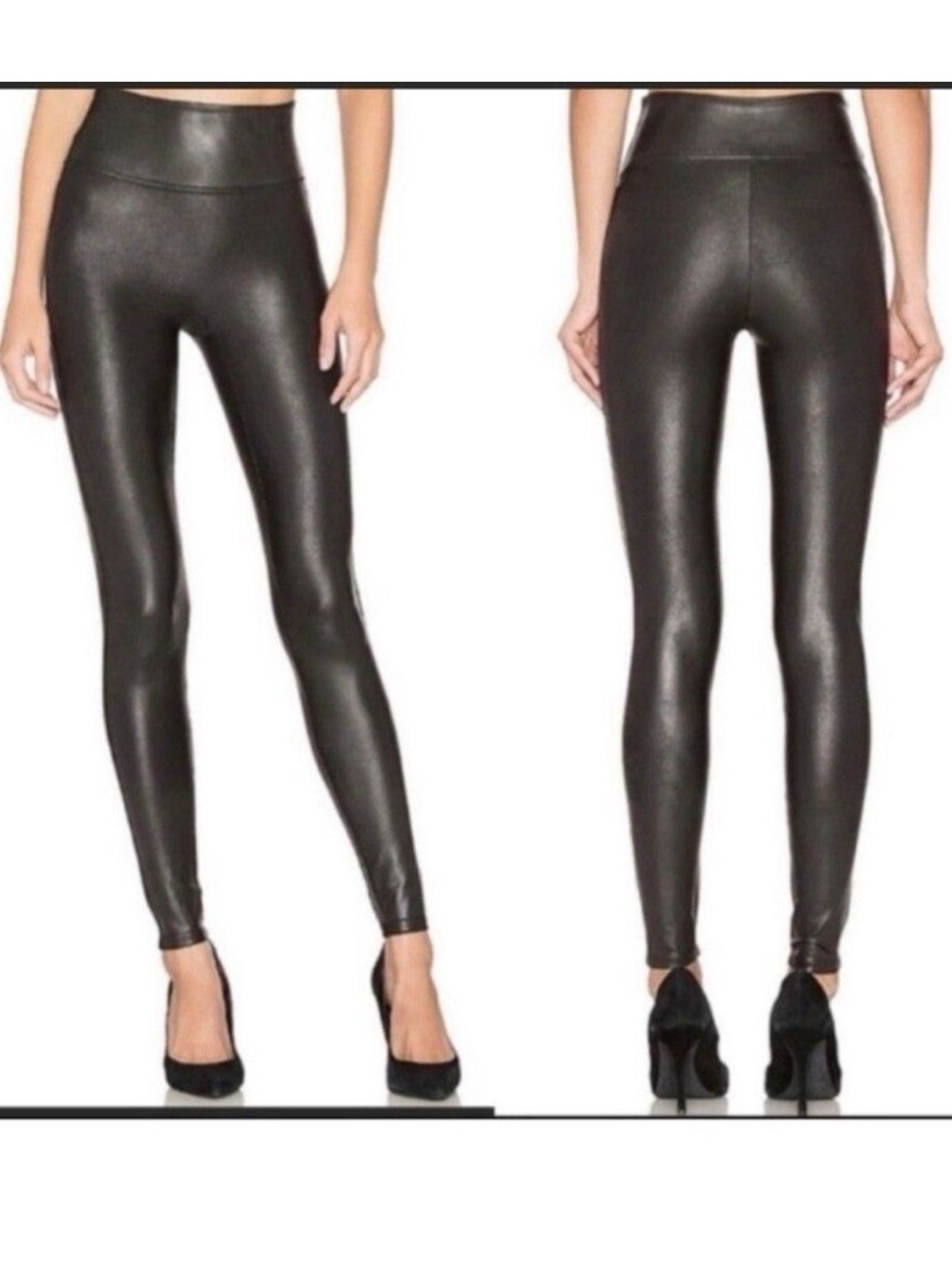Spanx High-Waist Black Faux Leather Leggings - Sleek Womens Pants